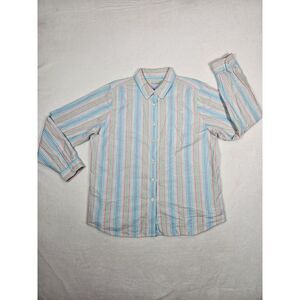 VTG‎ L.L. Bean Men Pastel Striped Button Down Oxford Shirt XL Extra Large Pink